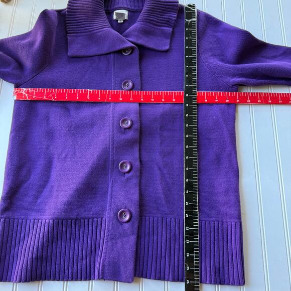 Chico’s purple thick buttondown cardigan size XL - Picture 7 of 8